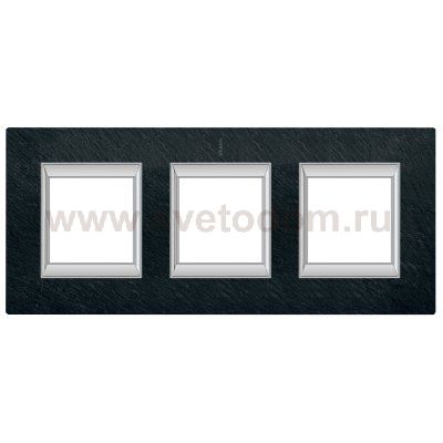 Legrand Bticino Axolute HA4802/3RLV Черный мрамор Ардезия Рамка 2+2+2 мод прямоугольная (надпись вертикально)
