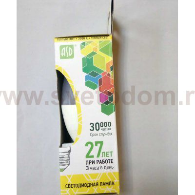 Лампа светодиодная LED-СВЕЧА-standard 7.5Вт 160-260В Е14 3000К ASD