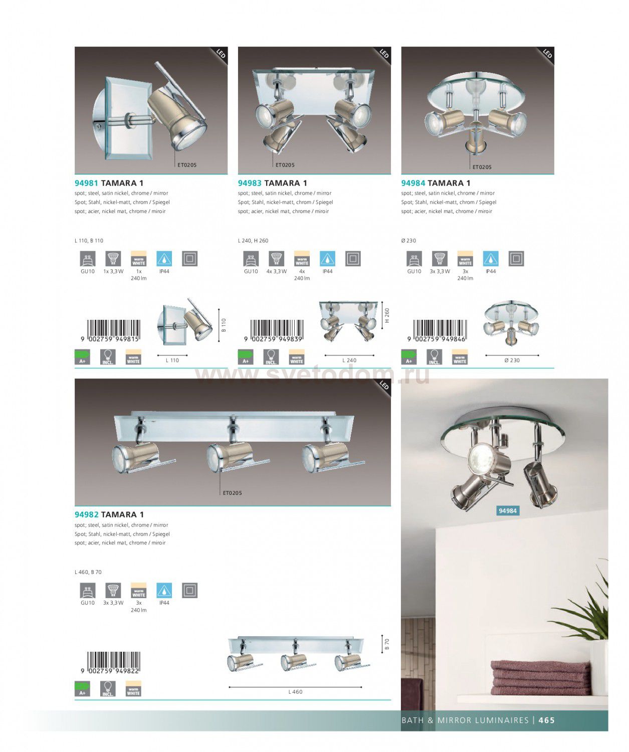 Светильник для ванной комнаты Eglo 94984 TAMARA 1