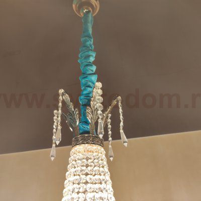 Чехол для люстры бархатный бирюзовый 0,7м