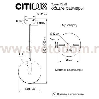 Подвесной светильник Citilux CL102620 Томми