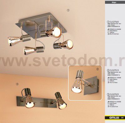 Светильник поворотный спот Citilux CL527513 Марс