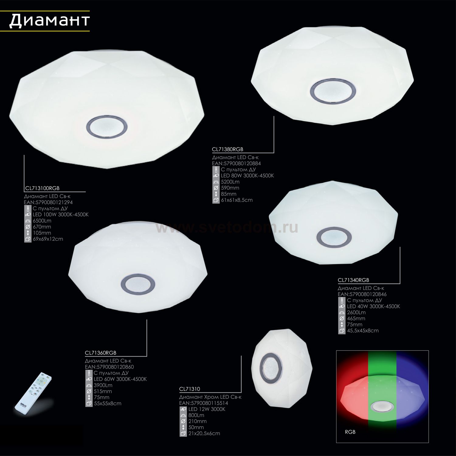 Светильник с пультом Citilux CL71342R Диамант