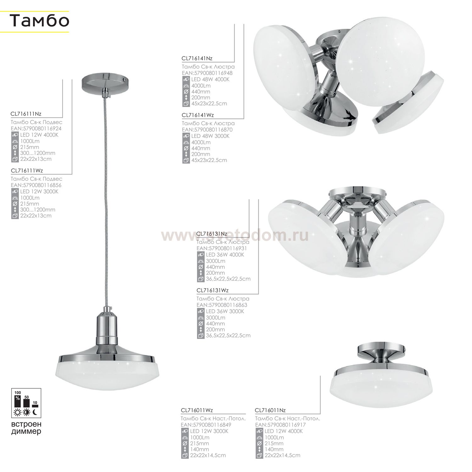Люстра диодная Citilux CL716131Wz Тамбо 3300K