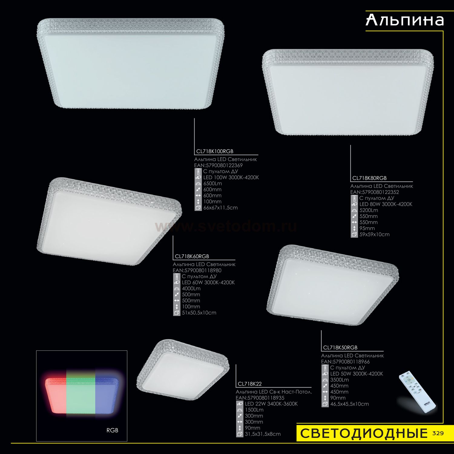 Светильник диодный 100Вт Citilux CL718K100RGB Альпина