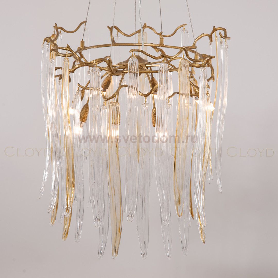 Люстра Cloyd SULAWESI C8 / D61 см - латунь - желт. стекло (арт.10398)