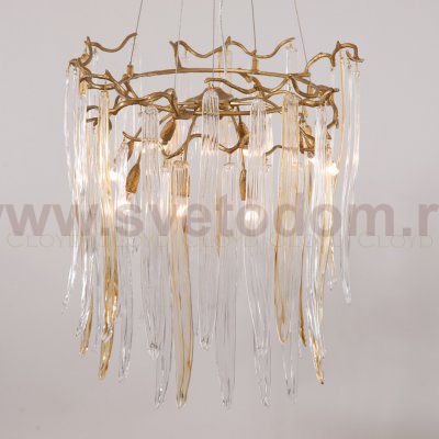 Люстра Cloyd SULAWESI C8 / D61 см - латунь - желт. стекло (арт.10398)