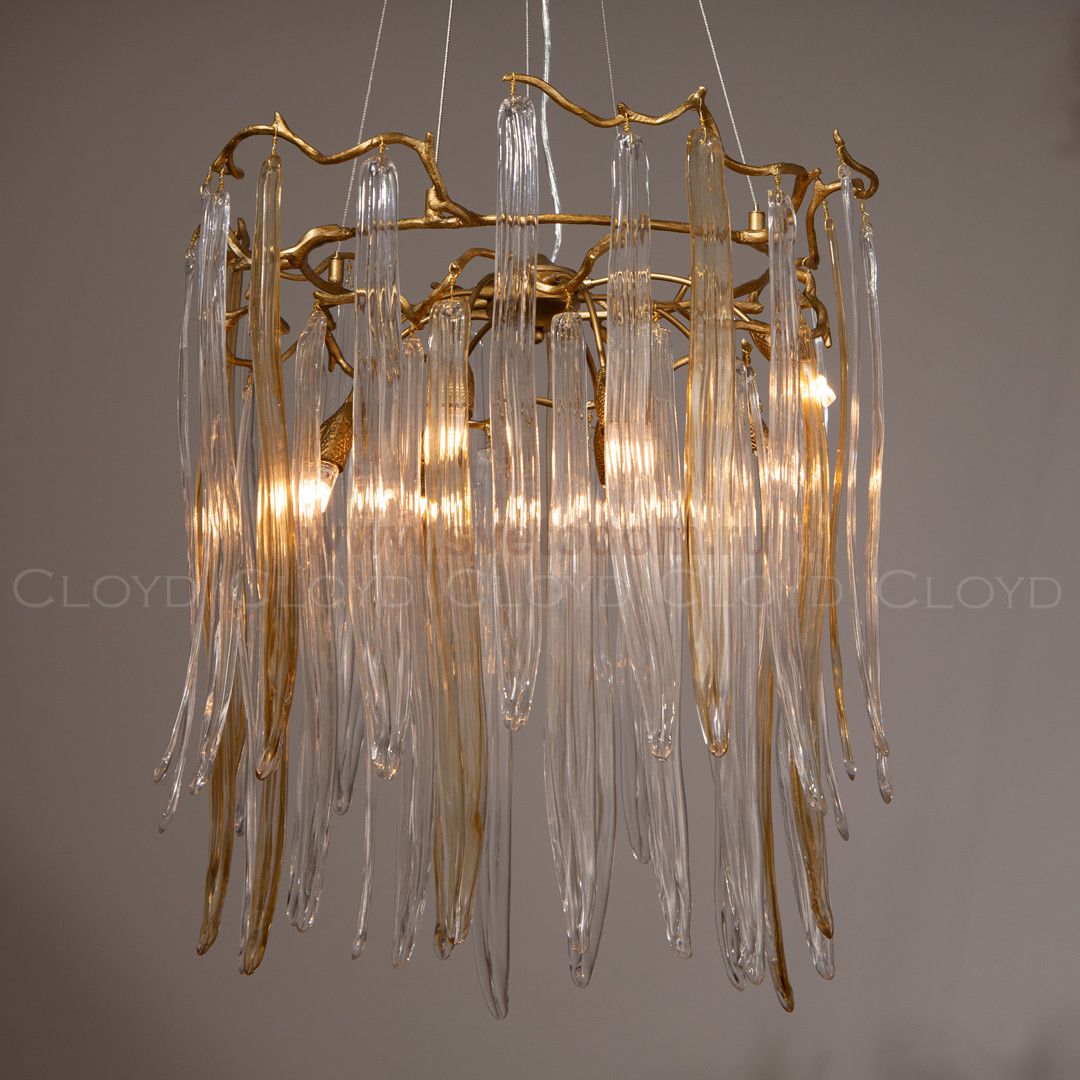 Люстра Cloyd SULAWESI C8 / D61 см - латунь - желт. стекло (арт.10398)