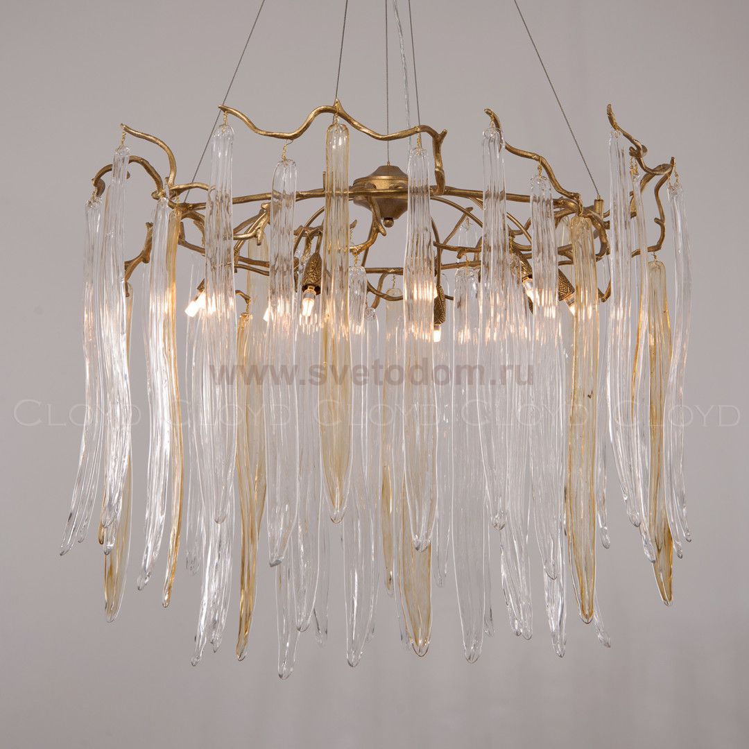 Люстра Cloyd SULAWESI C10 / D83 см - латунь - желт. стекло (арт.10400)
