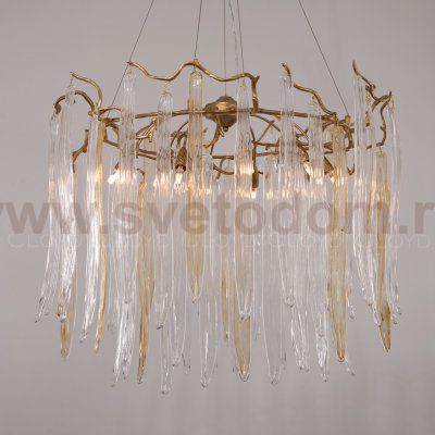 Люстра Cloyd SULAWESI C10 / D83 см - латунь - желт. стекло (арт.10400)