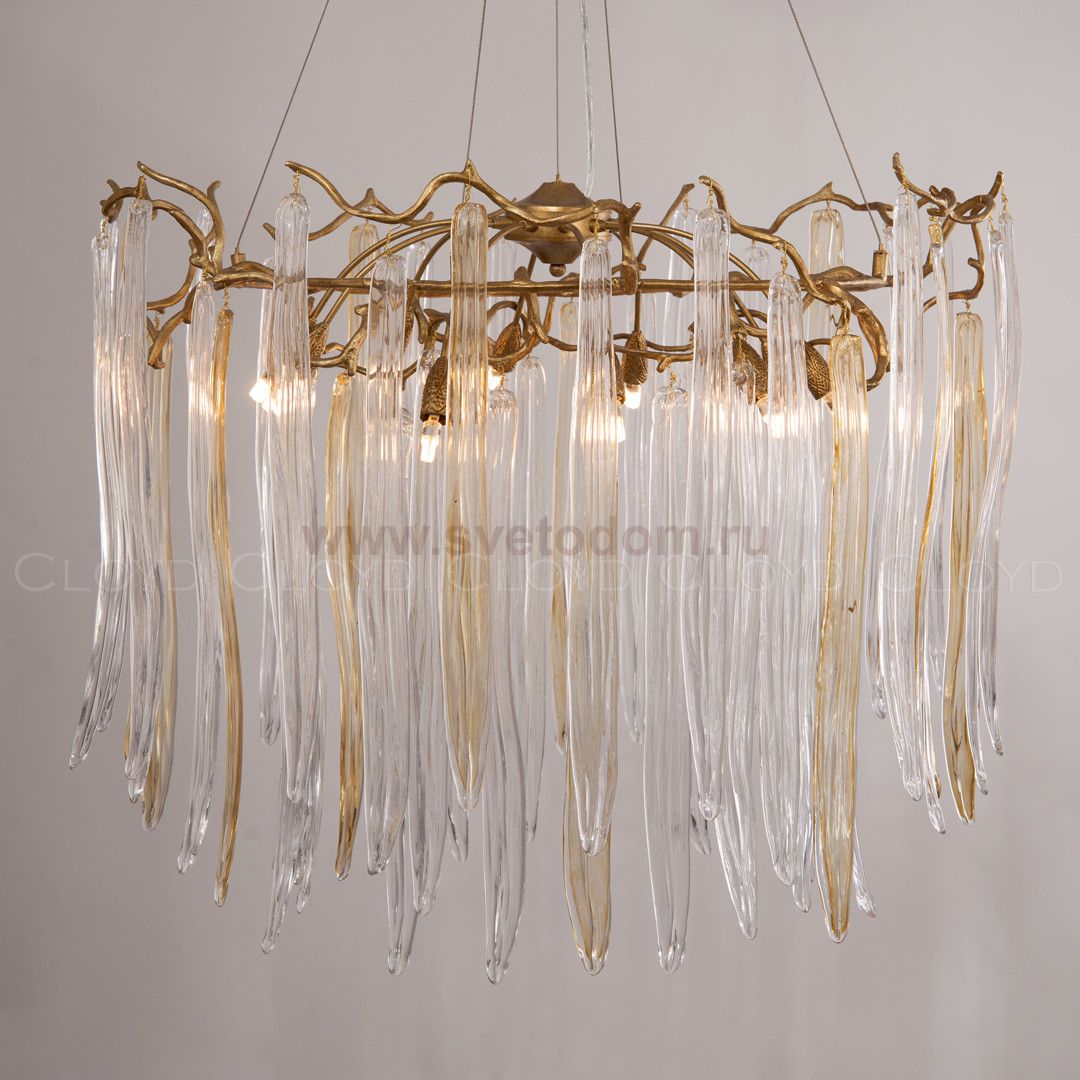 Люстра Cloyd SULAWESI C10 / D83 см - латунь - желт. стекло (арт.10400)
