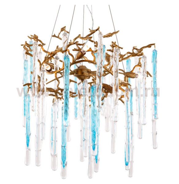 Люстра Cloyd PANGEA C8 / D63 см - латунь - голубое стекло (арт.10404)