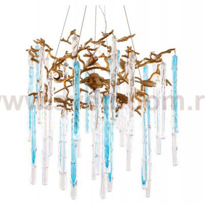 Люстра Cloyd PANGEA C8 / D63 см - латунь - голубое стекло (арт.10404)