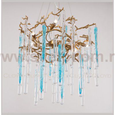 Люстра Cloyd PANGEA C8 / D63 см - латунь - голубое стекло (арт.10404)