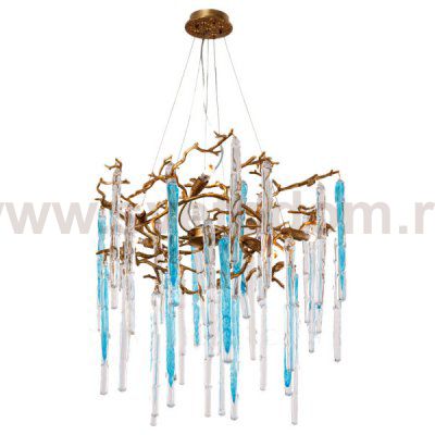 Люстра Cloyd PANGEA C8 / D63 см - латунь - голубое стекло (арт.10404)