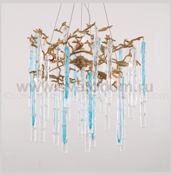 Люстра Cloyd PANGEA C8 / D63 см - латунь - голубое стекло (арт.10404)