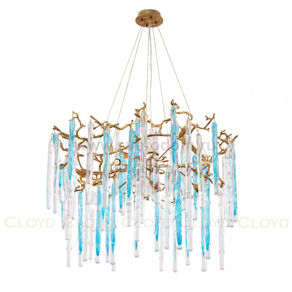 Люстра Cloyd PANGEA C10 / D86 см - латунь - голубое стекло (арт.10405)
