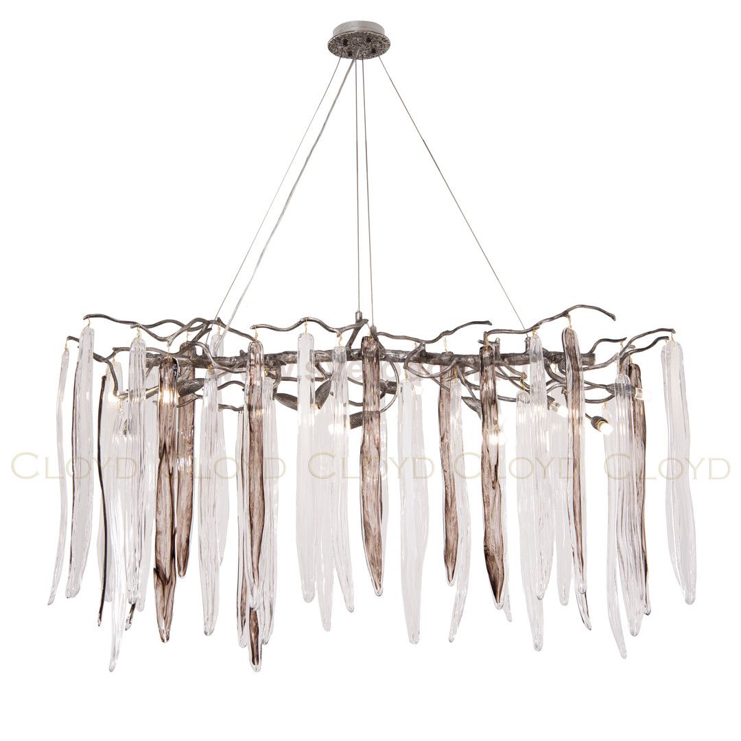 Люстра Cloyd SULAWESI C12 / L122 см - серебро темн. - черн. стекло (арт.10406)