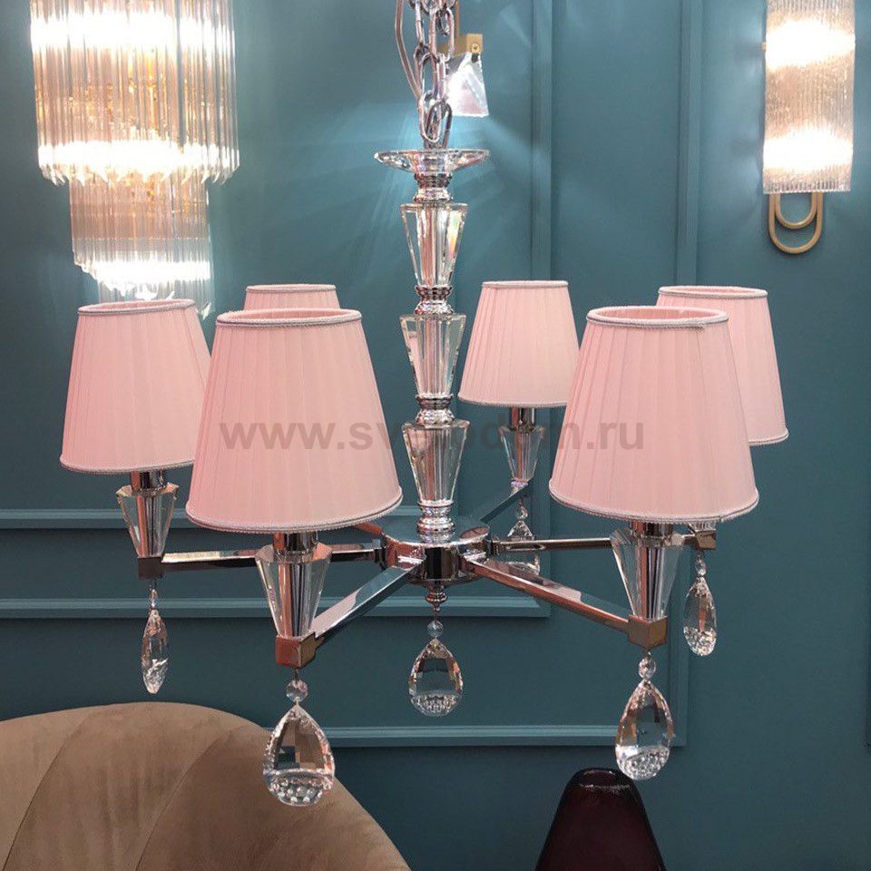 Люстра Cloyd ARTORIA C6 / бел. абажур - D65 см - хром (арт.10799)