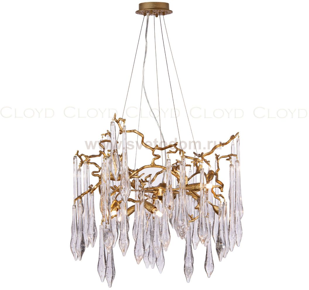 Люстра Cloyd SURINAM C8 / D60 см - латунь - бесцвет. стекло (арт.10977)