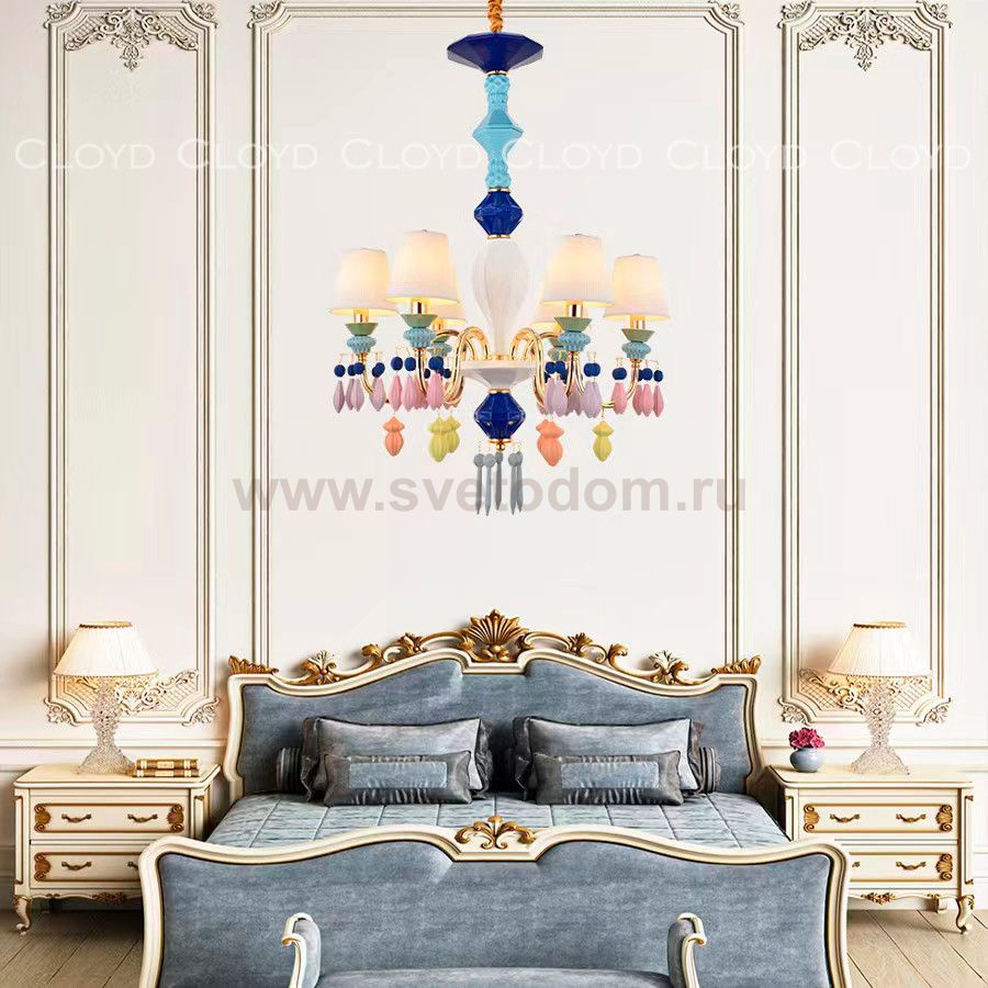 Люстра Cloyd LOTTIE-A C6 / D56 см- цветная керамика (арт.11043)