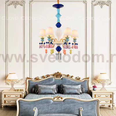 Люстра Cloyd LOTTIE-A C6 / D56 см- цветная керамика (арт.11043)