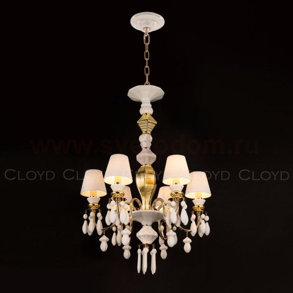 Люстра Cloyd LOTTIE-B C6 / D54 см- бел.-золотая керамика (арт.11211)