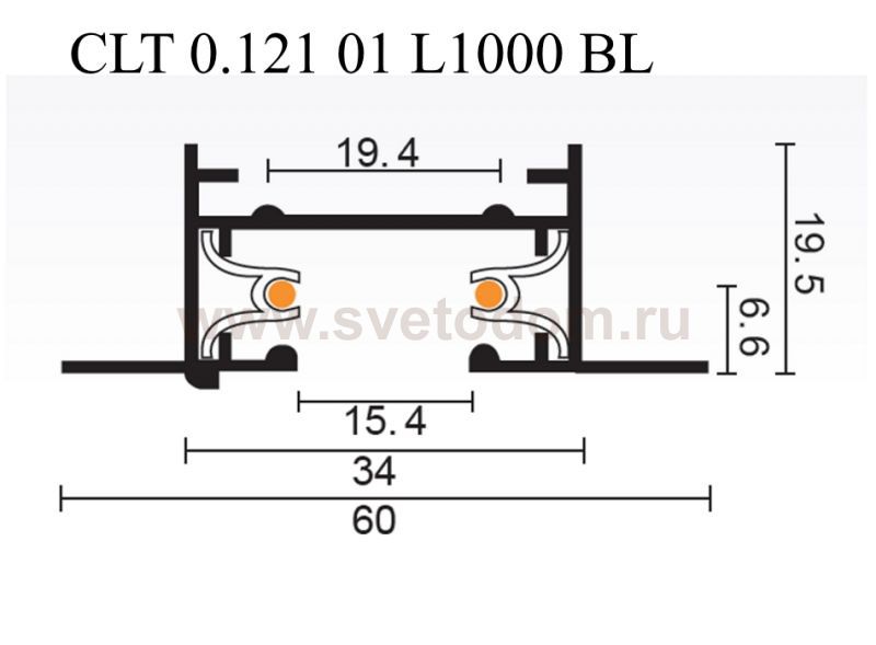 Шинопровод встраиваемый однофазный с питанием и заглушкой Crystal Lux CLT 0.121 01 L1000 BL (1407/005)