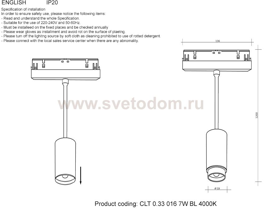 Crystal lux CLT 0.33 016 7W BL 4000K