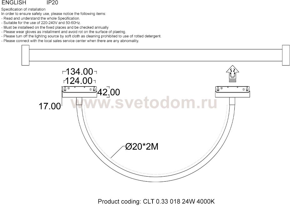 Crystal lux CLT 0.33 018 24W BL 4000K