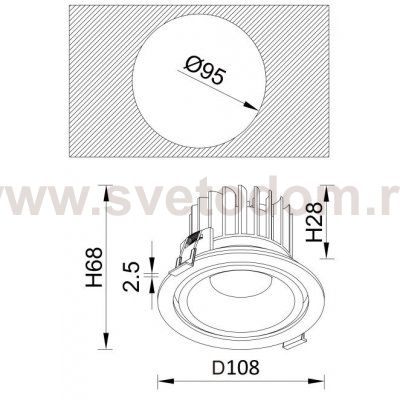 Светильник встроенный Crystal Lux CLT 005C108 BL (1400/166)
