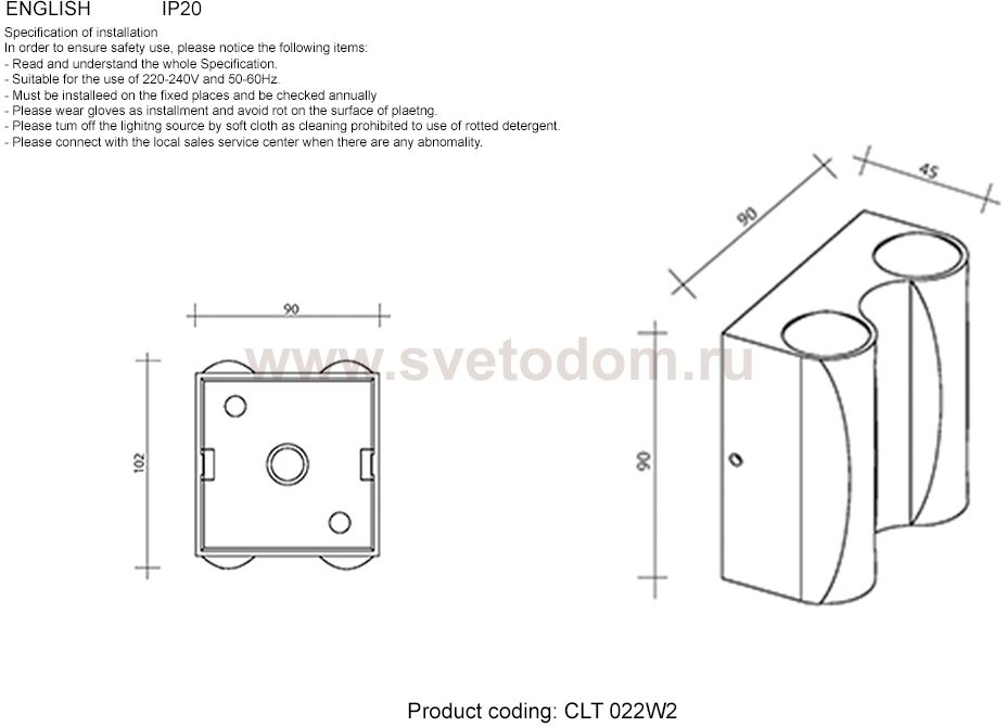 Crystal lux CLT 022W2 WH 4000K