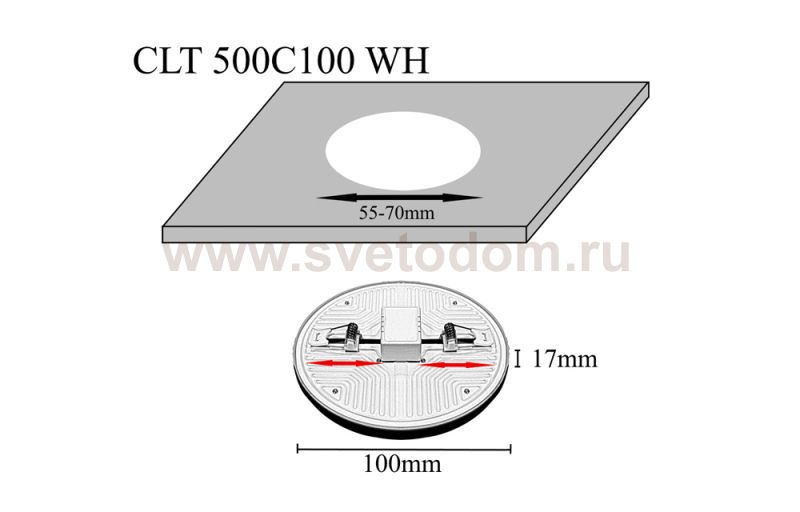 Светильник встроенный Crystal Lux CLT 500C100 WH 3000K (1400/211)
