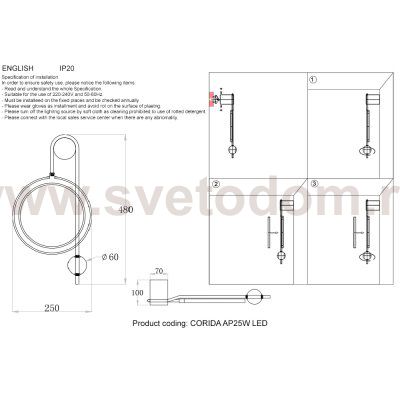 Светильник Crystal Lux CORIDA AP LED BLACK/GOLD