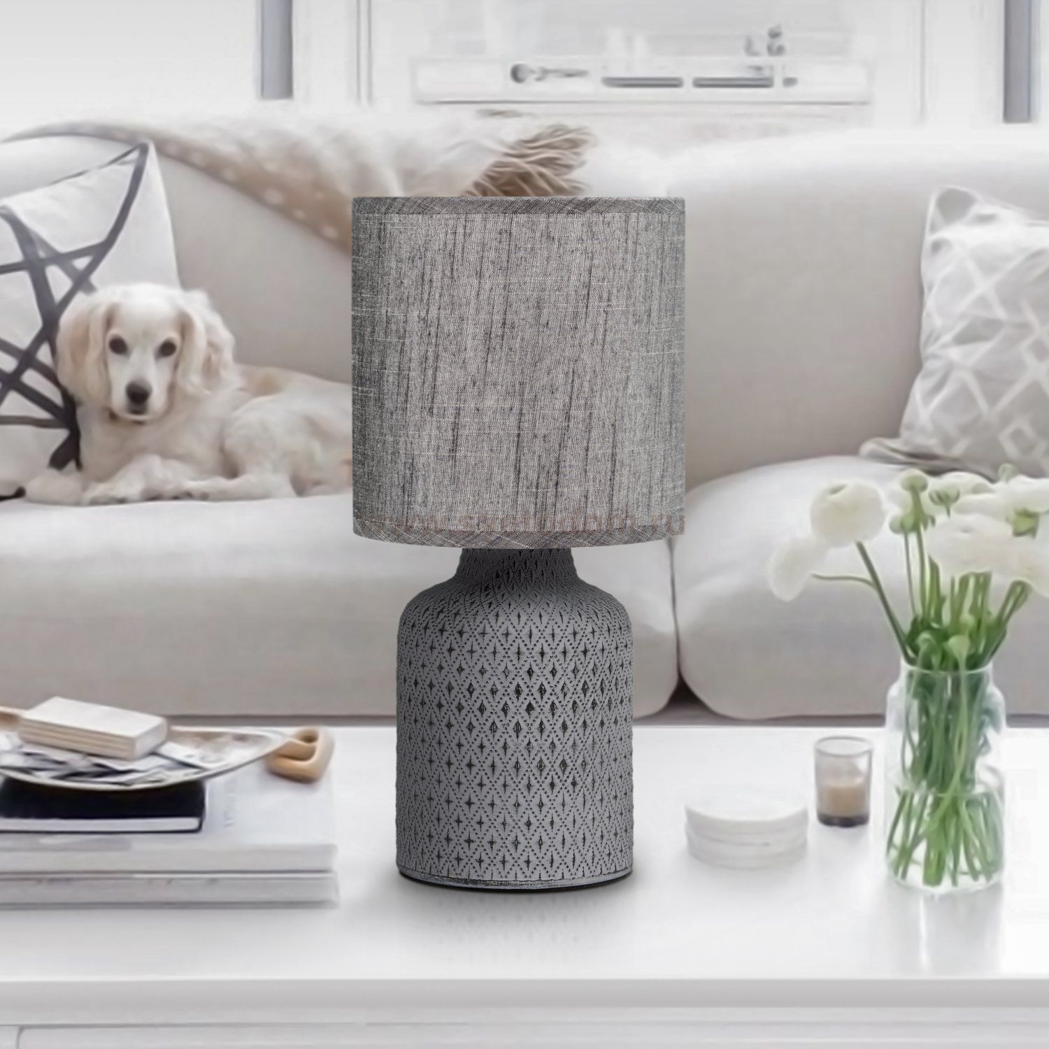 Настольная лампа Rivoli Sabrina D7043-502 1 * Е14 40 Вт керамика черная с абажуром