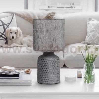 Настольная лампа Rivoli Sabrina D7043-502 1 * Е14 40 Вт керамика черная с абажуром