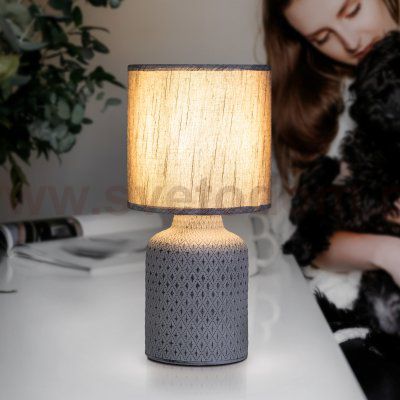 Настольная лампа Rivoli Sabrina D7043-502 1 * Е14 40 Вт керамика черная с абажуром