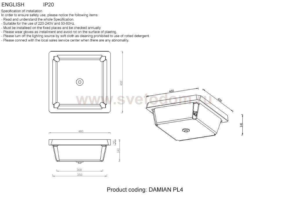 Crystal lux DAMIAN PL4 BRASS