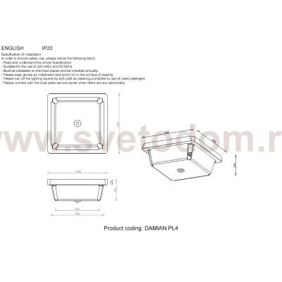 Crystal lux DAMIAN PL4 BRASS