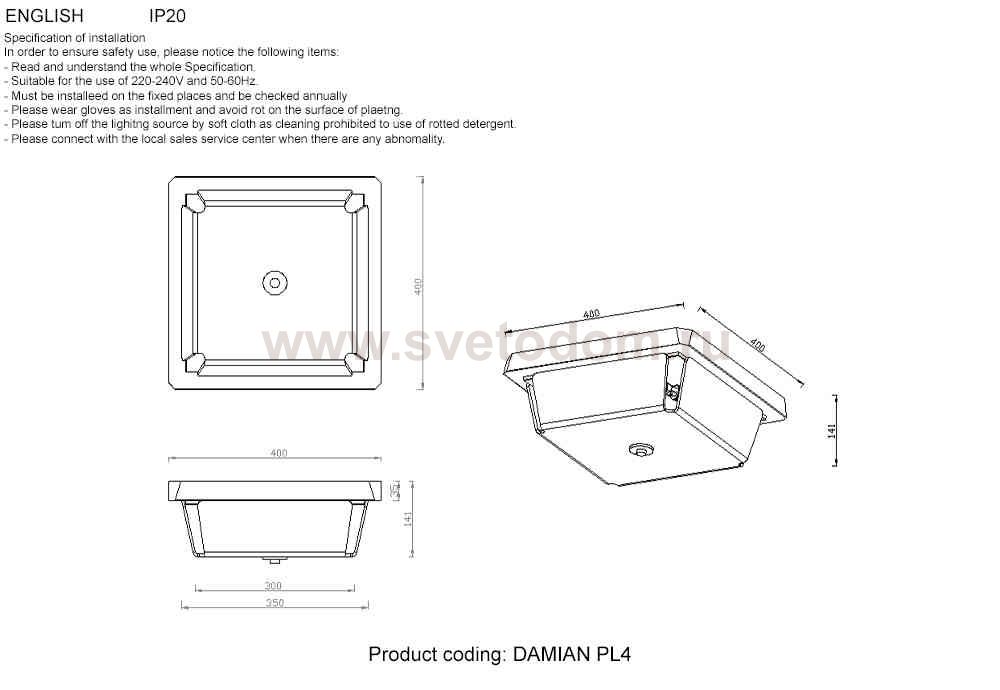 Crystal lux DAMIAN PL4 GOLD