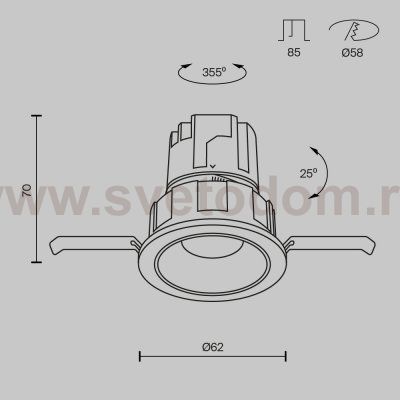 Встраиваемый светильник Maytoni DL057-7W4K-B Wise