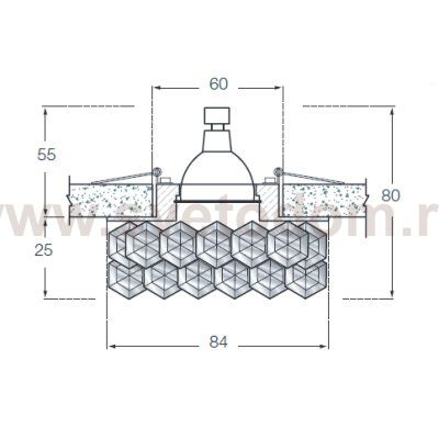 Светильник встраиваемый Donolux DL061.02.1/6crystal/red