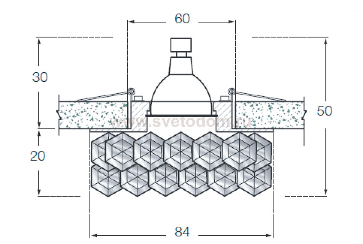 Светильник встраиваемый Donolux DL062.02.1/6crystal/red