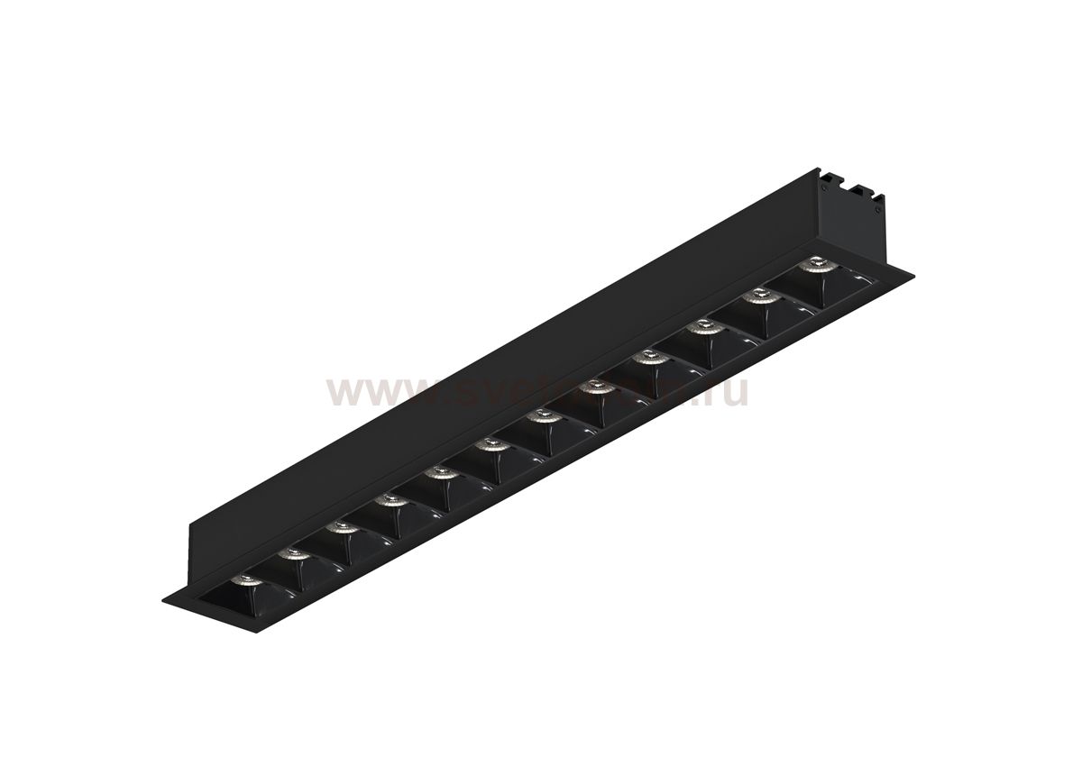 Donolux Led св-к встраиваемый, 12W, 335,2х48мм, H36мм, 975Lm, 34°, 3000К, IP20, корпус черный, черные модули, блок питания AC/DC 24V в комплекте