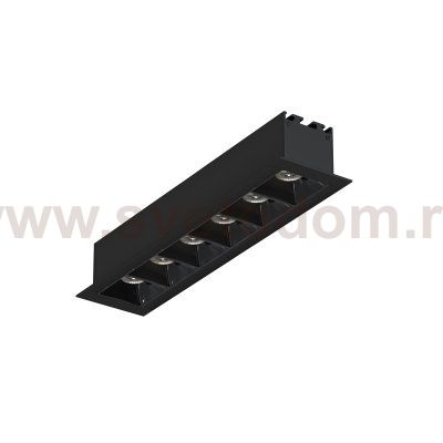 Donolux Led св-к встраиваемый, 6W, 176,2х48мм, H36мм, 462Lm, 48°, 3000К, IP20, корпус черный, черные модули, блок питания AC/DC 24V в комплекте