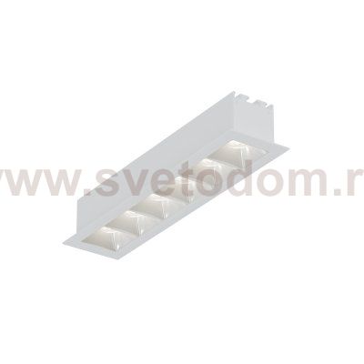 Donolux Led св-к встраиваемый, 6W, 176,2х48мм, H36мм, 487Lm, 34°, 3000К, IP20, корпус белый, белые модули, блок питания AC/DC 24V в комплекте