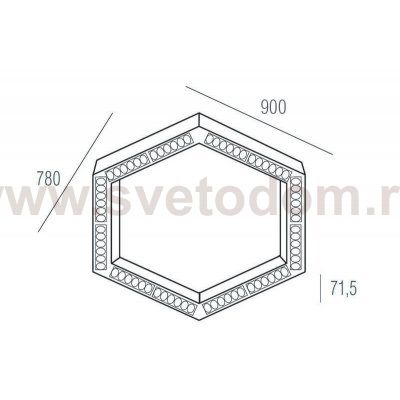 Donolux Led св-к накладной, 72W, 900х780мм, H71,5мм, 9380Lm, 34°, 3000К, IP20, корпус алюминий, белые модули, белый декор,  блок питания AC/DC 24V в комплекте