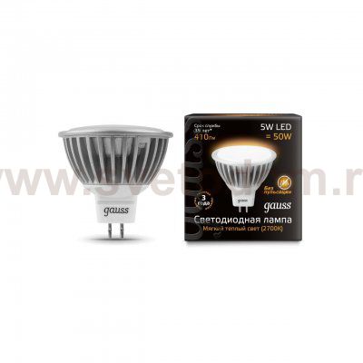 Лампа Gauss LED MR16 GU5.3 5W SMD AC220-240V 2700K FROST (EB101505105)