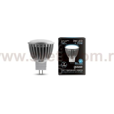 Лампа Gauss LED D35*45 3W SMD MR11 AC220-240V GU4 4100K FROST (EB132517203)