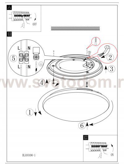 Настенно-потолочный светильник Eglo 93496 MANILVA